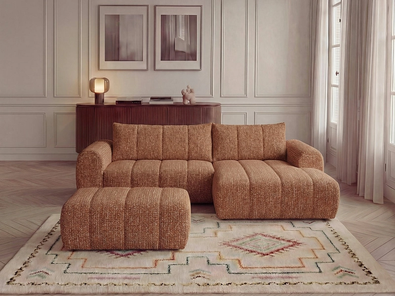 Divano ad angolo con pouf BOBOCHIC NESTY Divano ad angolo con pouf BOBOCHIC NESTY