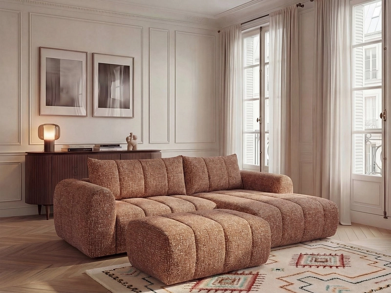 Divano ad angolo con pouf BOBOCHIC NESTY Divano ad angolo con pouf BOBOCHIC NESTY