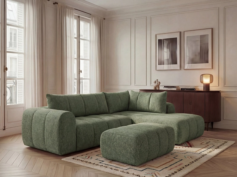 Divano ad angolo con pouf BOBOCHIC NESTY