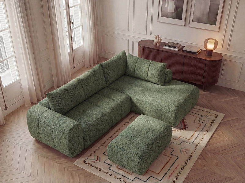 Divano ad angolo con pouf BOBOCHIC NESTY