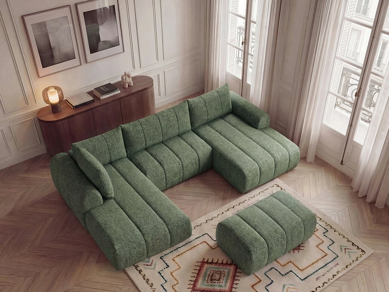 Panorama-Ecksofa mit Hocker BOBOCHIC NESTY
