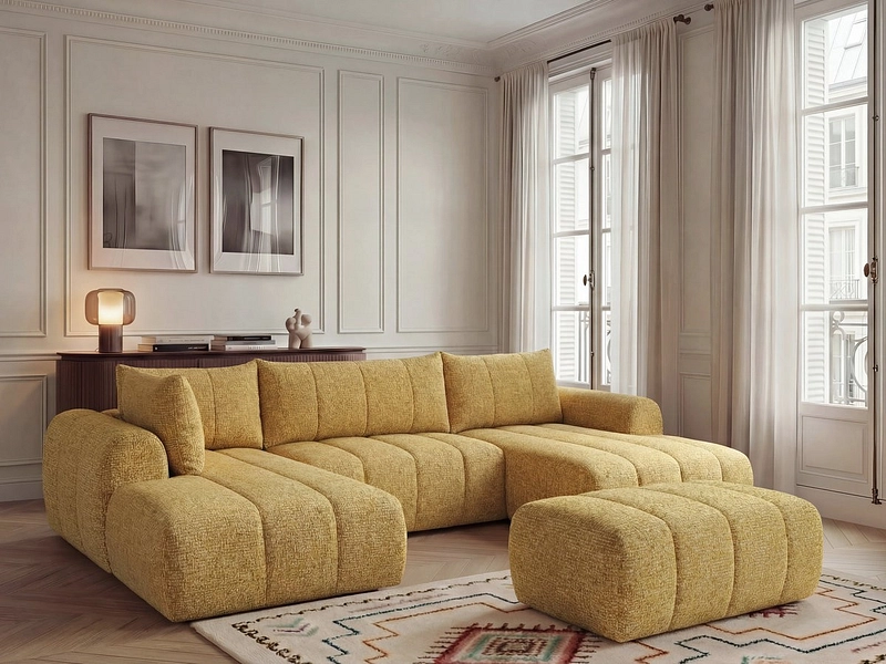 Panorama-Ecksofa mit Hocker BOBOCHIC NESTY