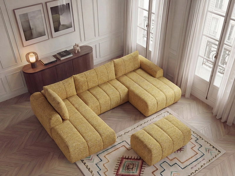 Panorama-Ecksofa mit Hocker BOBOCHIC NESTY
