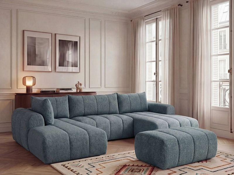 Panorama-Ecksofa mit Hocker BOBOCHIC NESTY