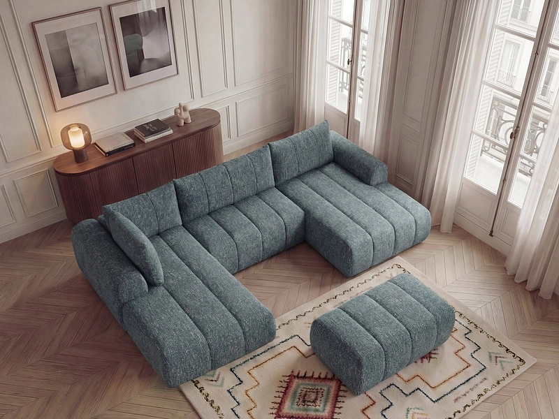 Panorama-Ecksofa mit Hocker BOBOCHIC NESTY