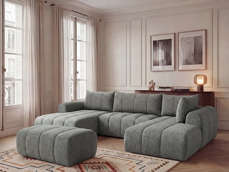 Panorama-Ecksofa mit Hocker BOBOCHIC NESTY