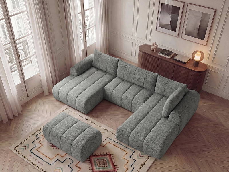Panorama-Ecksofa mit Hocker BOBOCHIC NESTY
