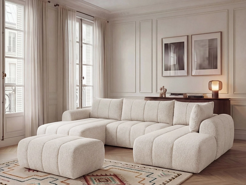 Canapé d'angle panoramique avec pouf BOBOCHIC NESTY