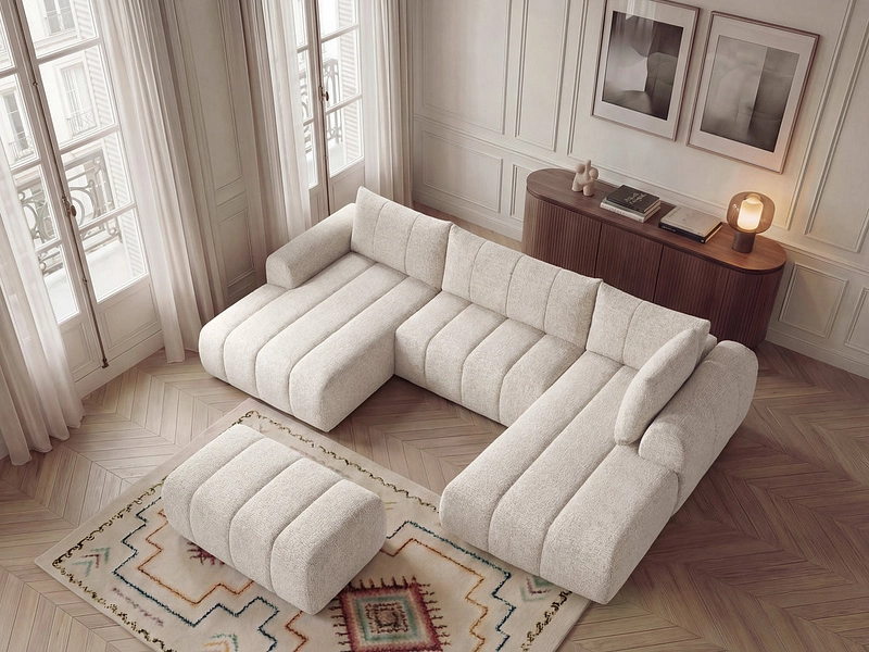 Canapé d'angle panoramique avec pouf BOBOCHIC NESTY