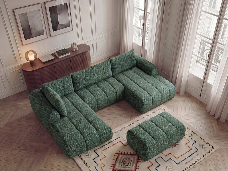 Panorama-Ecksofa mit Hocker BOBOCHIC NESTY Panorama-Ecksofa mit Hocker BOBOCHIC NESTY