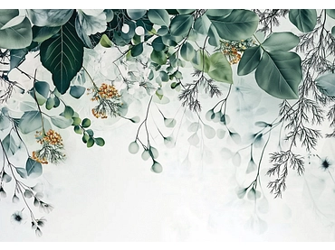 Carta da parati LEAVES 4 pezzi fibra polare bianco Carta da parati LEAVES 4 pezzi fibra polare bianco