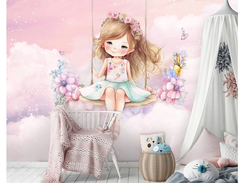 Papier peint DREAM 4 pièces fibre polaire rose
