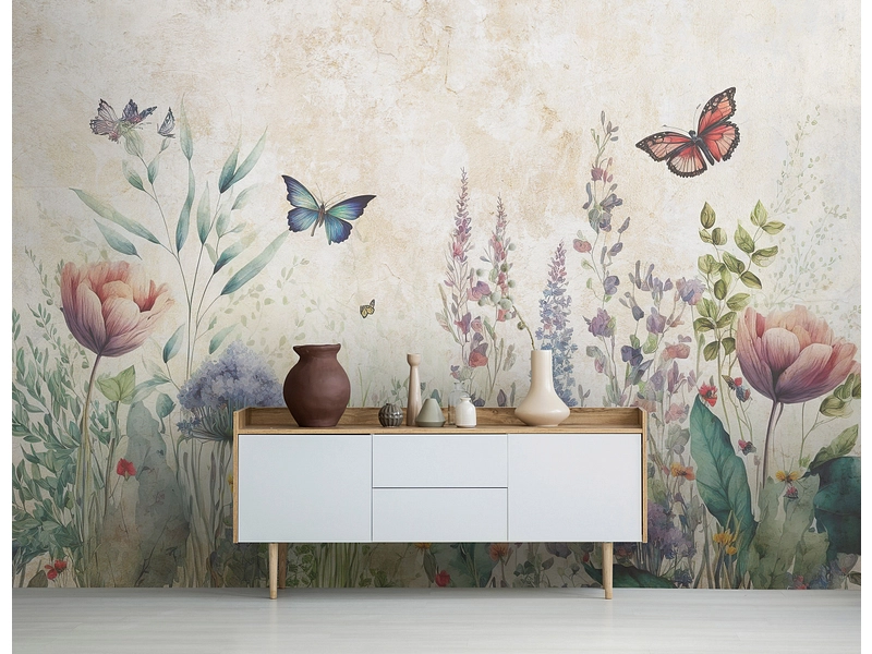 Tapete BUTTERFLY 4-teilig vliesfaser beige