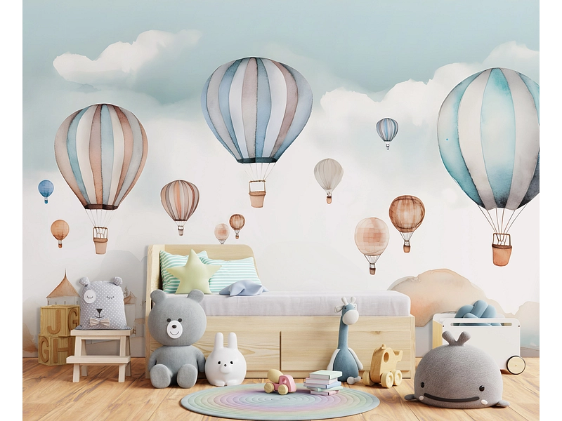 Tapete BALLOON 4-teilig vliesfaser hellblau
