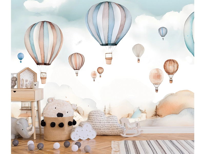 Tapete BALLOON 4-teilig vliesfaser hellblau