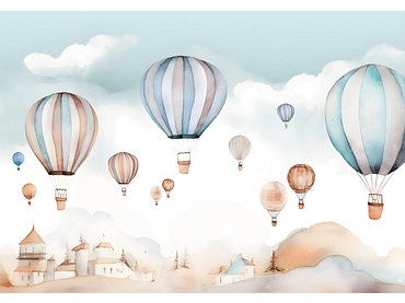 Carta da parati BALLOON 3 pezzi fibra polare celeste Carta da parati BALLOON 3 pezzi fibra polare celeste