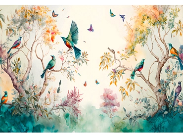 Carta da parati BIRD 4 pezzi fibra polare bianco sporco Carta da parati BIRD 4 pezzi fibra polare bianco sporco