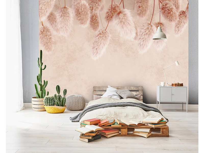 Tapete PAMPAS 4-teilig vliesfaser rosa