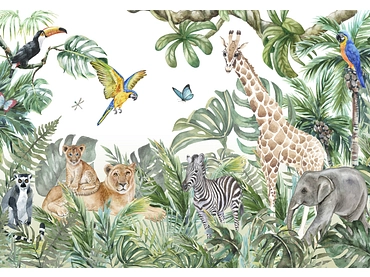 Carta da parati JUNGLE 4 pezzi fibra polare verde Carta da parati JUNGLE 4 pezzi fibra polare verde