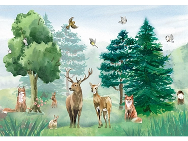 Carta da parati FOREST 4 pezzi fibra polare verde