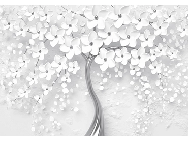Carta da parati SPRING 4 pezzi fibra polare bianco Carta da parati SPRING 4 pezzi fibra polare bianco