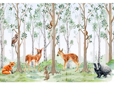 Carta da parati FOREST 4 pezzi fibra polare bianco Carta da parati FOREST 4 pezzi fibra polare bianco