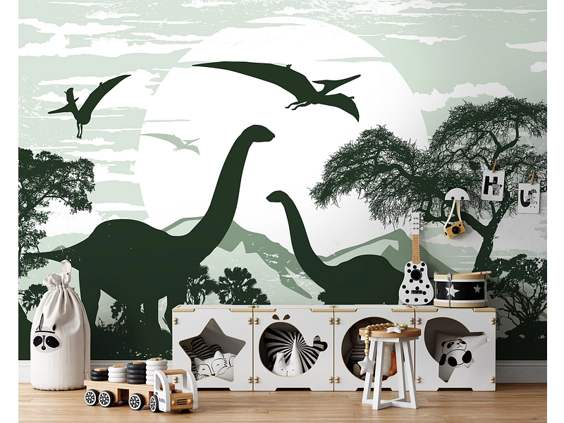Tapete DINOSAURS 4-teilig vliesfaser dunkelgrün Tapete DINOSAURS 4-teilig vliesfaser dunkelgrün