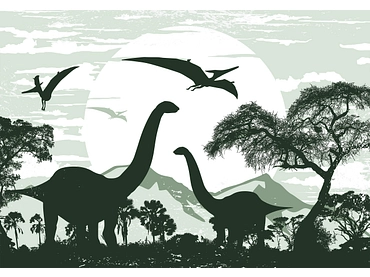 Carta da parati DINOSAURS 3 pezzi fibra polare verde scuro Carta da parati DINOSAURS 3 pezzi fibra polare verde scuro
