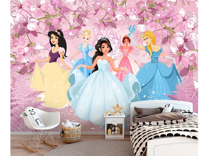 Tapete PRINCESSES 4-teilig vliesfaser rosa