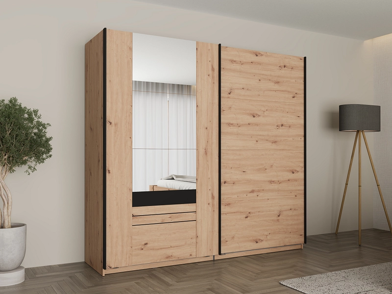 Armoire portes coulissantes BITINIA chêne artisan Armoire portes coulissantes BITINIA chêne artisan