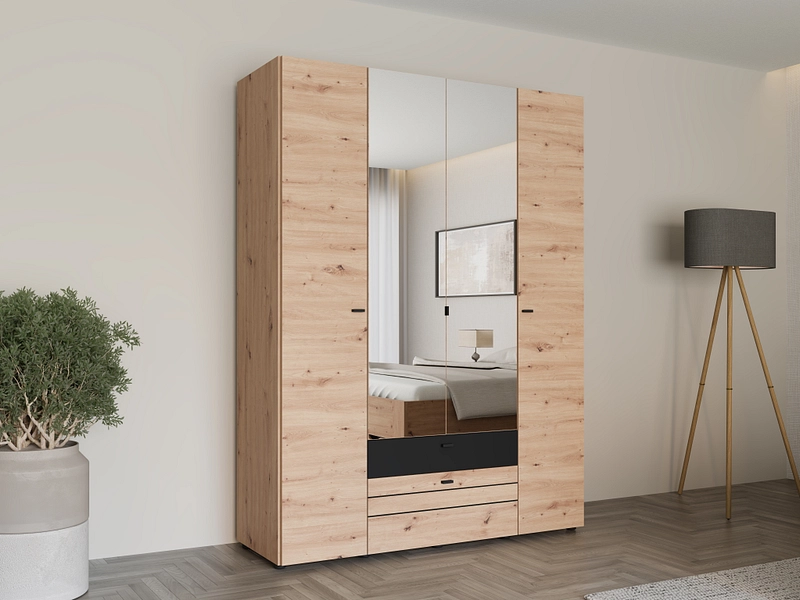 Armoire portes battantes BITINIA chêne artisan