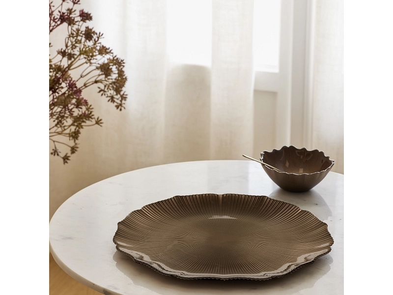 Flacher Teller LUNA Glas rotbraun Flacher Teller LUNA Glas rotbraun