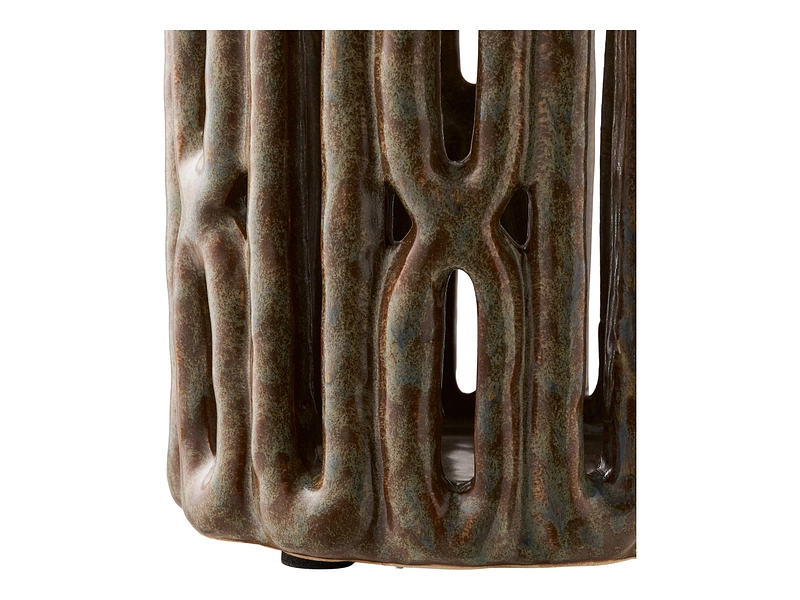 Set photophores 12.5 cm x 8 cm Céramique marron