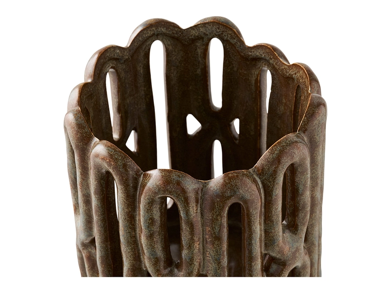 Set photophores 12.5 cm x 8 cm Céramique marron