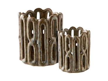 Set photophores 12.5 cm x 8 cm Céramique marron Set photophores 12.5 cm x 8 cm Céramique marron
