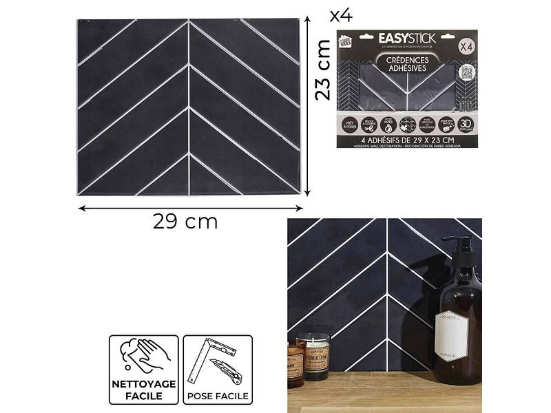 Set paraschizzi adesivo EDI 4 pezzi plastica nero Set paraschizzi adesivo EDI 4 pezzi plastica nero