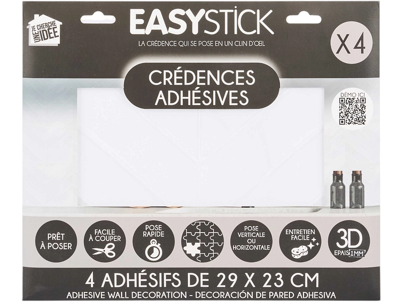 Set paraschizzi adesivo EDI 4 pezzi plastica bianco