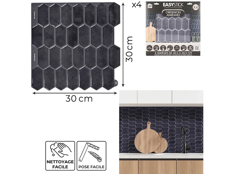 Set paraschizzi adesivo EDI 4 pezzi plastica nero Set paraschizzi adesivo EDI 4 pezzi plastica nero