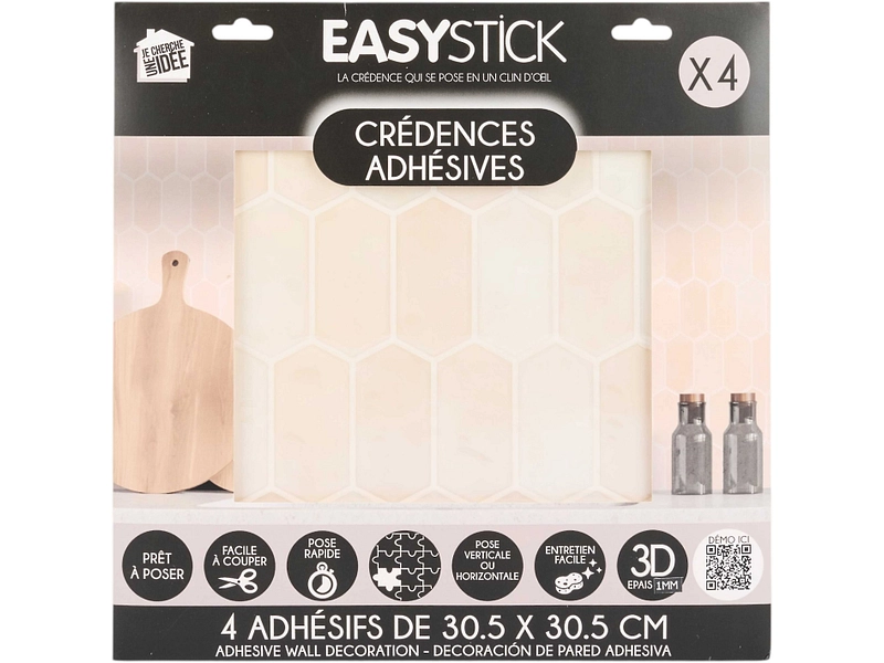 Set paraschizzi adesivo EDI 4 pezzi plastica bianco