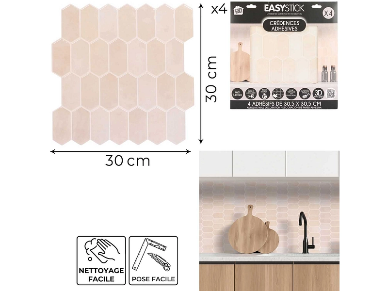 Set paraschizzi adesivo EDI 4 pezzi plastica bianco