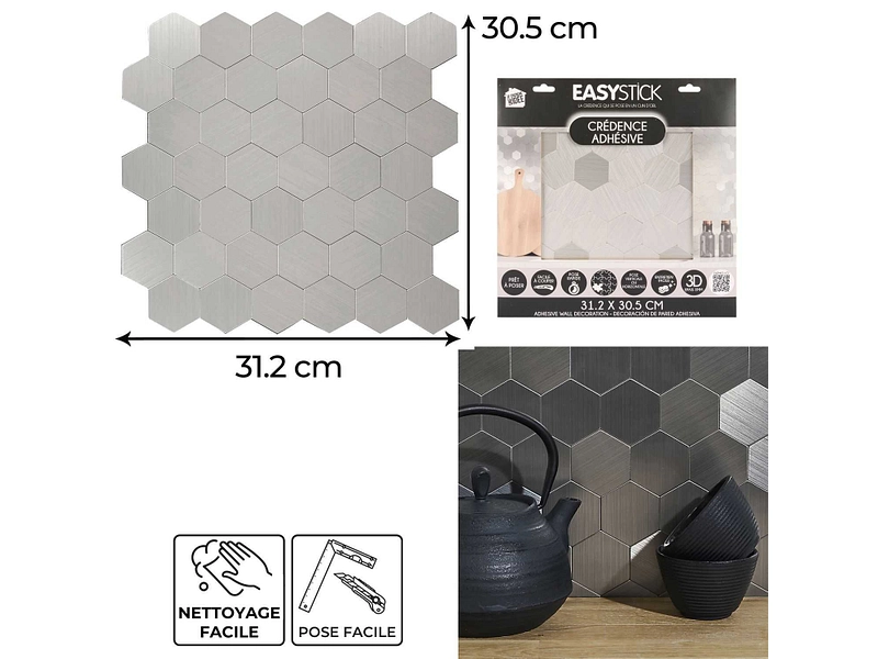 Set paraschizzi adesivo EDI 1 pezzo pietra grigio Set paraschizzi adesivo EDI 1 pezzo pietra grigio