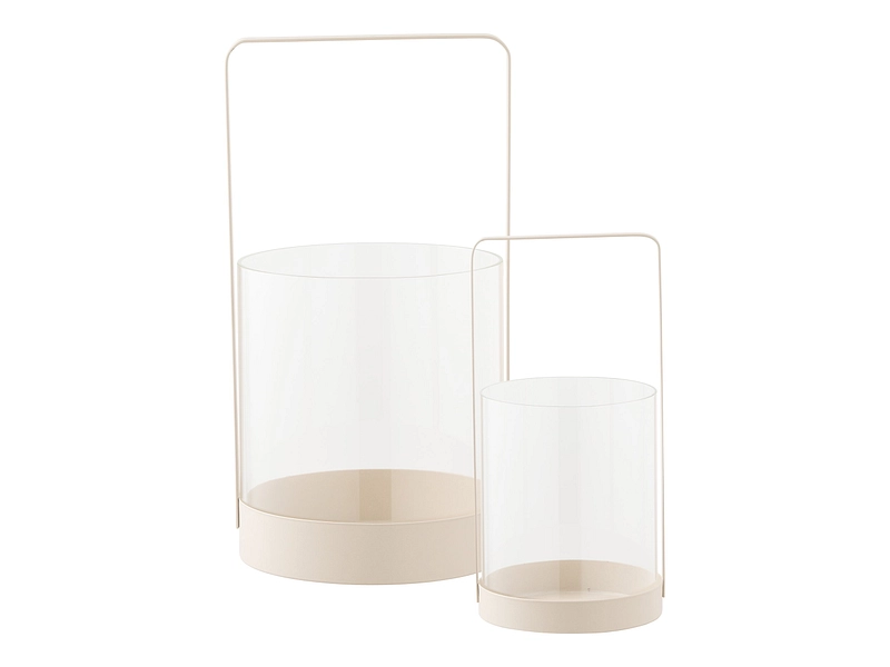 Windlichter-Set HURRICANE 18 cm x 35 cm Glas beige Windlichter-Set HURRICANE 18 cm x 35 cm Glas beige