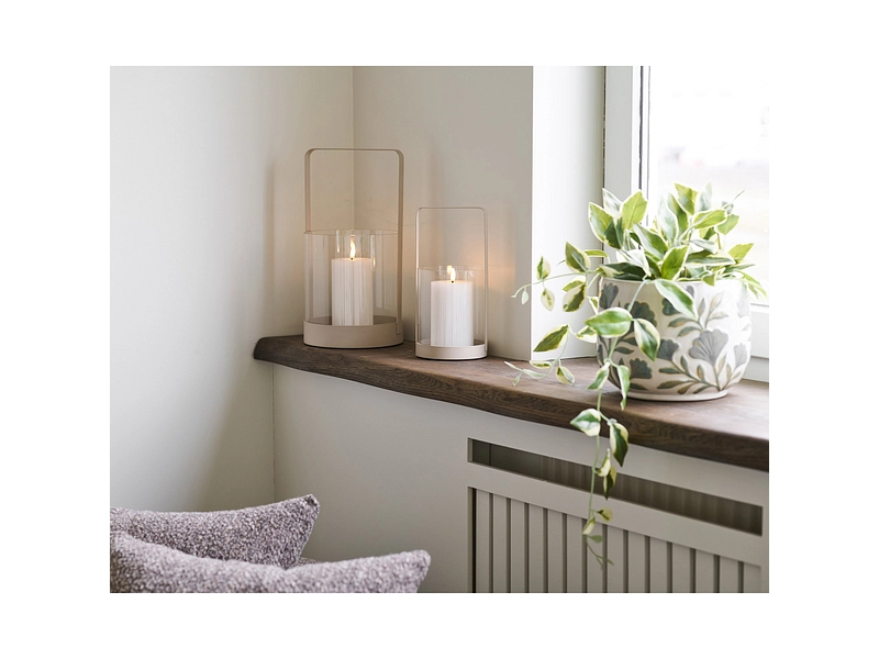 Windlichter-Set HURRICANE 18 cm x 35 cm Glas beige Windlichter-Set HURRICANE 18 cm x 35 cm Glas beige