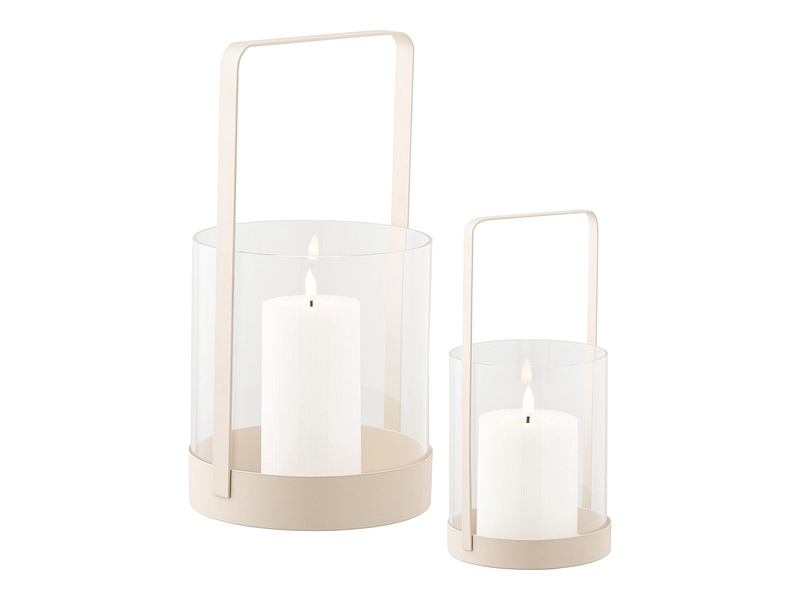 Windlichter-Set HURRICANE 18 cm x 35 cm Glas beige Windlichter-Set HURRICANE 18 cm x 35 cm Glas beige