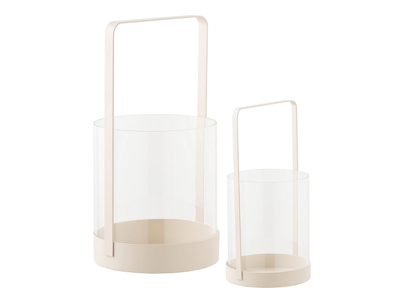 Windlichter-Set HURRICANE 18 cm x 35 cm Glas beige Windlichter-Set HURRICANE 18 cm x 35 cm Glas beige