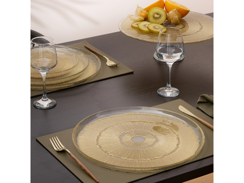 Assiette de présentation ZELIA verre doré