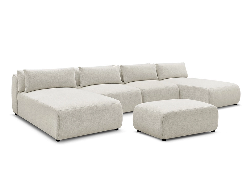 Canapé d'angle panoramique avec pouf BOBOCHIC JANA Canapé d'angle panoramique avec pouf BOBOCHIC JANA