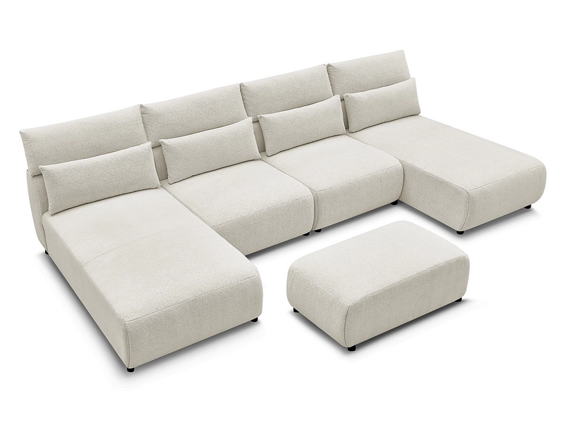 Canapé d'angle panoramique avec pouf BOBOCHIC JANA Canapé d'angle panoramique avec pouf BOBOCHIC JANA