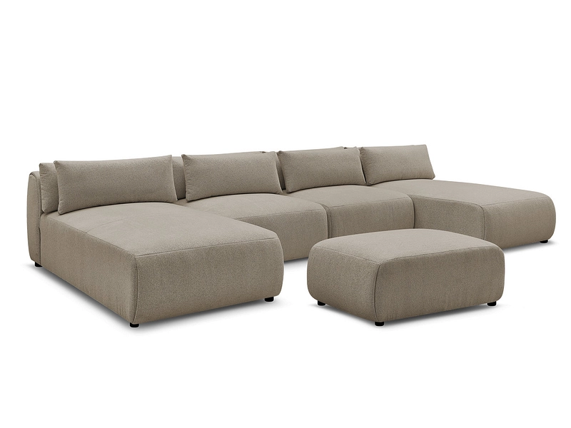 Canapé d'angle panoramique avec pouf BOBOCHIC JANA Canapé d'angle panoramique avec pouf BOBOCHIC JANA