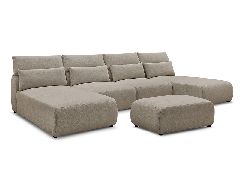 Canapé d'angle panoramique avec pouf BOBOCHIC JANA Canapé d'angle panoramique avec pouf BOBOCHIC JANA